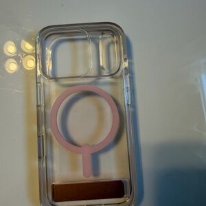 iPhone 17 Pro Transparent Phone Case with Pink Ring